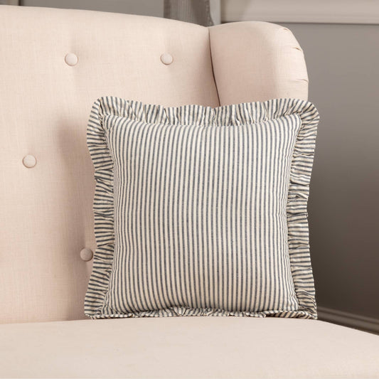Hatteras Seersucker Blue Ticking Stripe Fabric Pillow