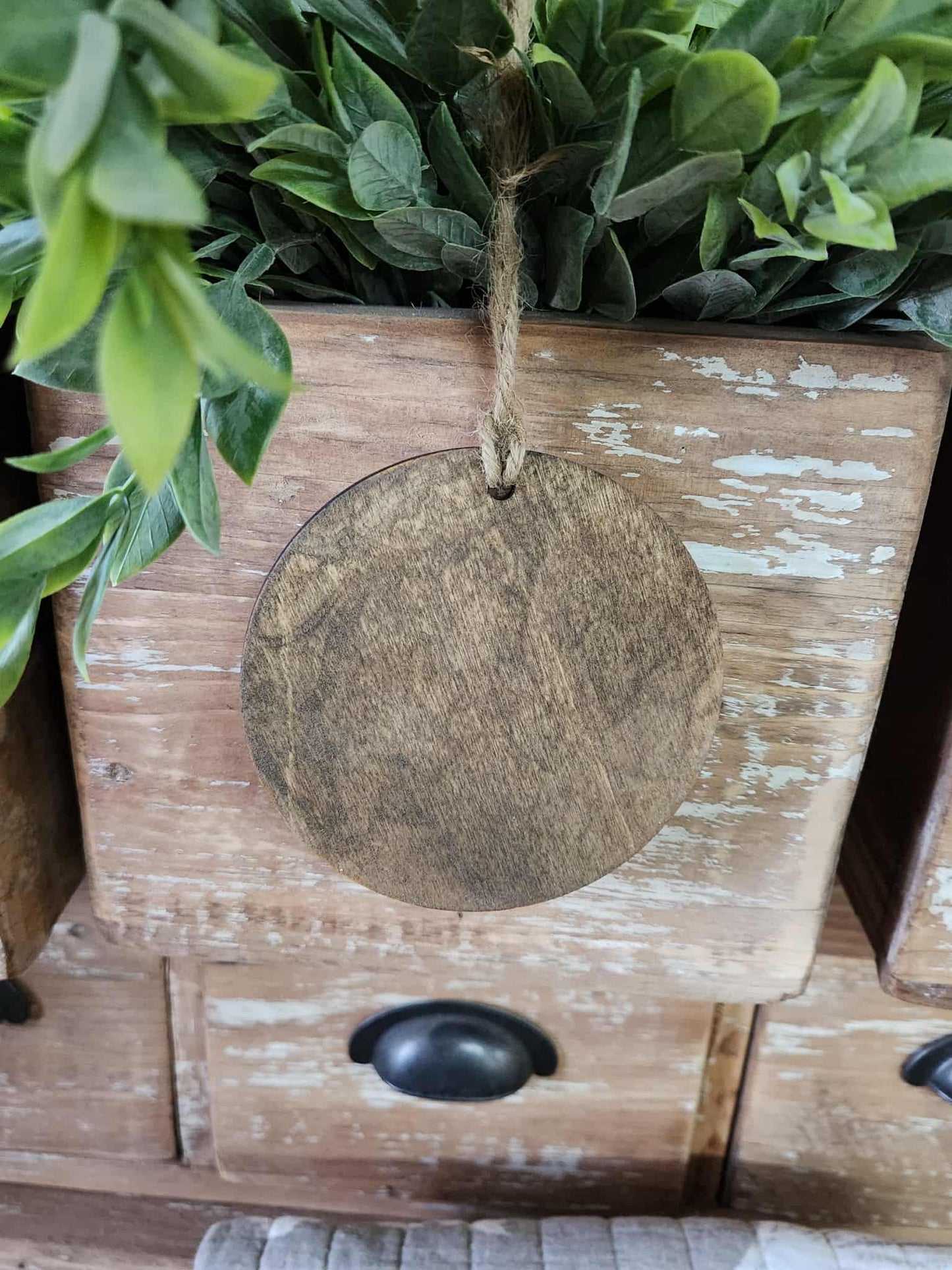 Backside of Highland Cow & Snowman Wood Ornament Hanging by Belle Aura