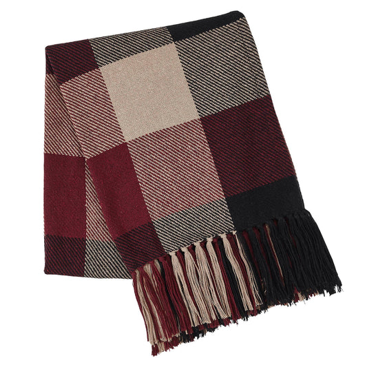 Heritage Farms Primitive Check Woven Throw Folded View by Belle Aura