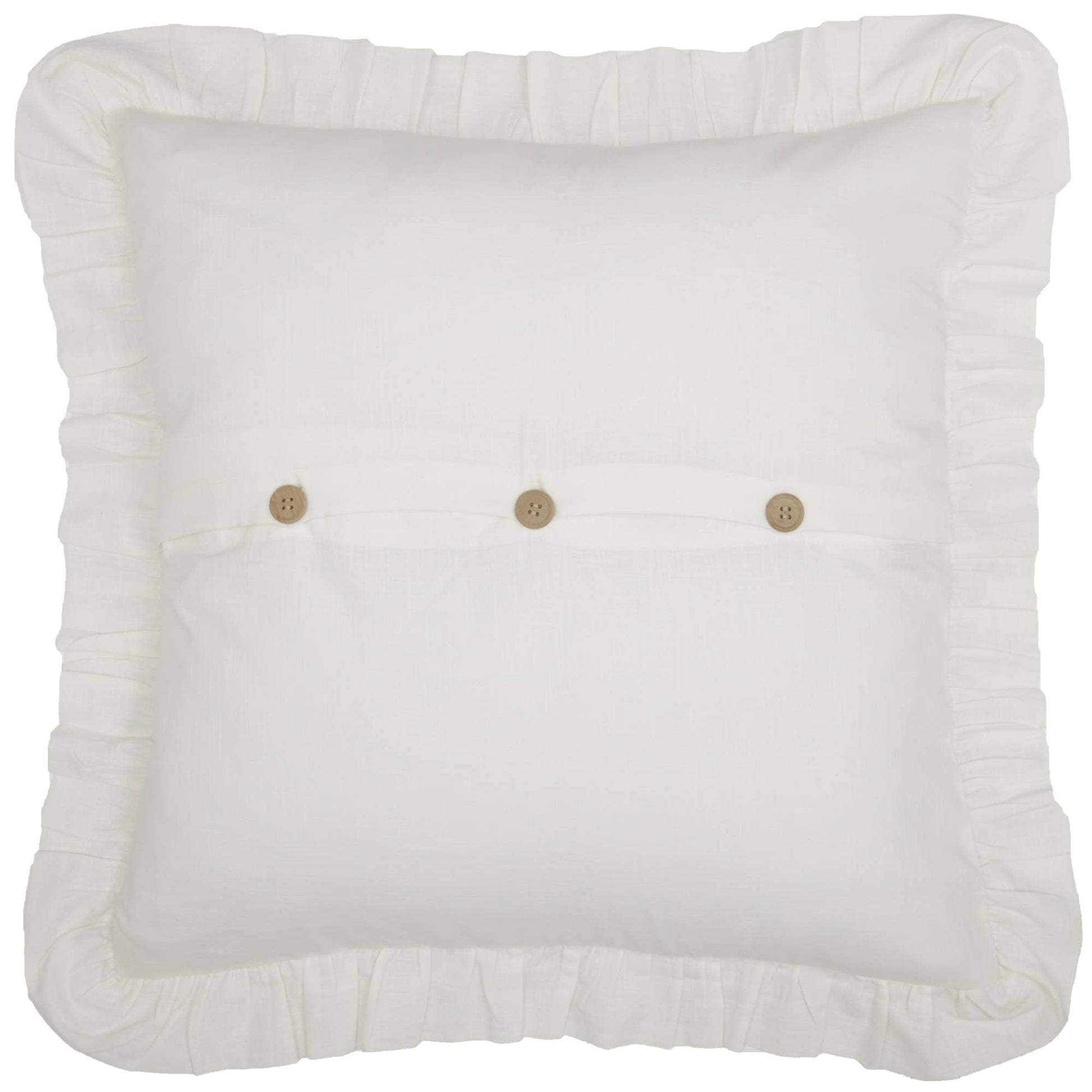 Back side with wooden buttons on Elizabeth Ruffled Euro Sham by belle aura