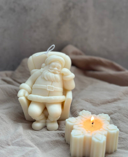 Santa Claus Christmas Candle: Ivory