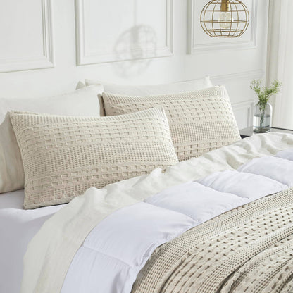 Waffle Weave Natural Queen Sham Set of 2 by belle aura