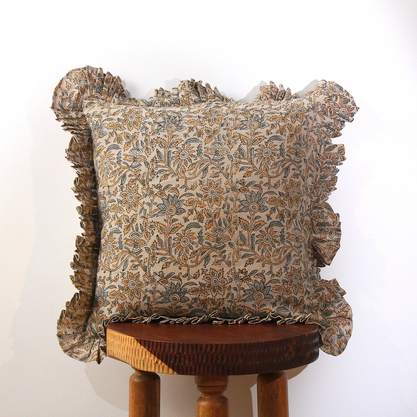 Hand Block Printed Linen Pillow