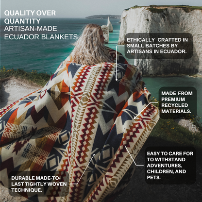 Cozy Quichua Blanket Displayed with Warm Interior Décor by Belle Aura