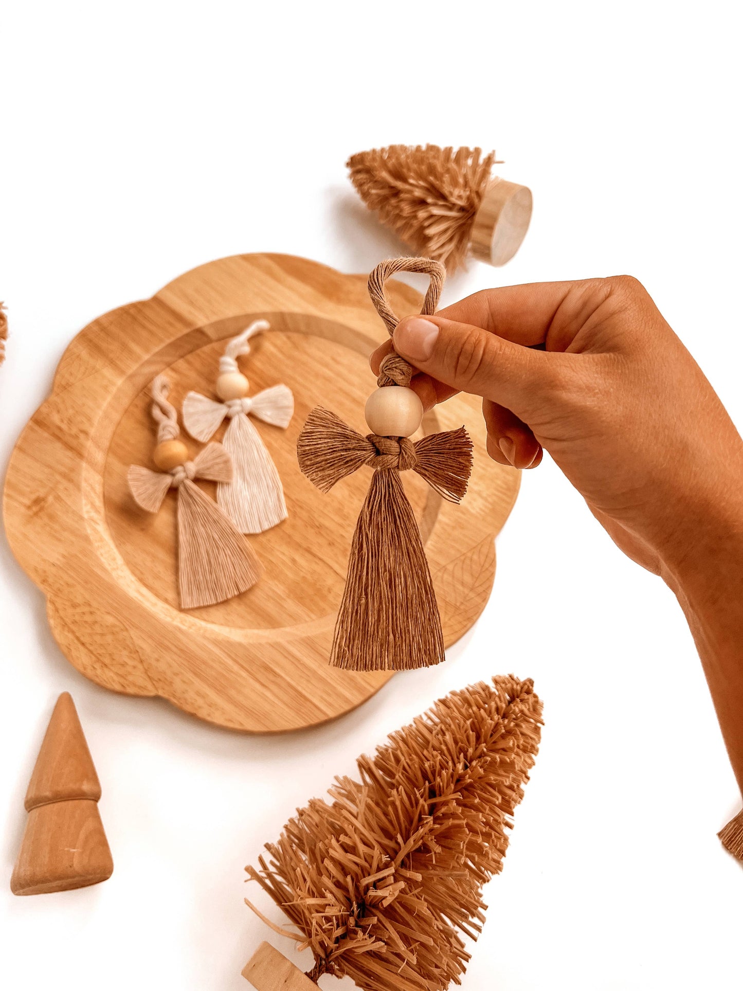 Macrame Ornament Angel in White