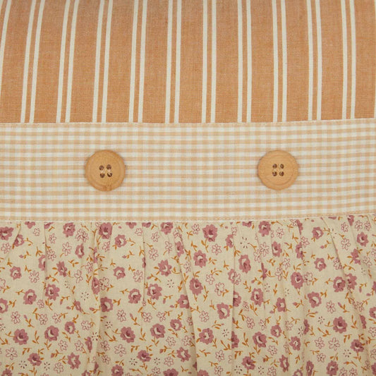 Close-Up of Buttons and Floral Camilia Ruffled Pillow by Belle Aura