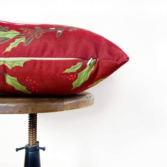 Holly Berry Handcrafted Pillow