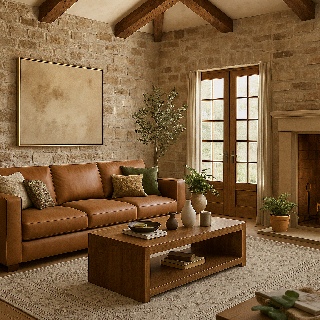 Aaran Sofa in Rustic Living Room Interior by Belle Aura