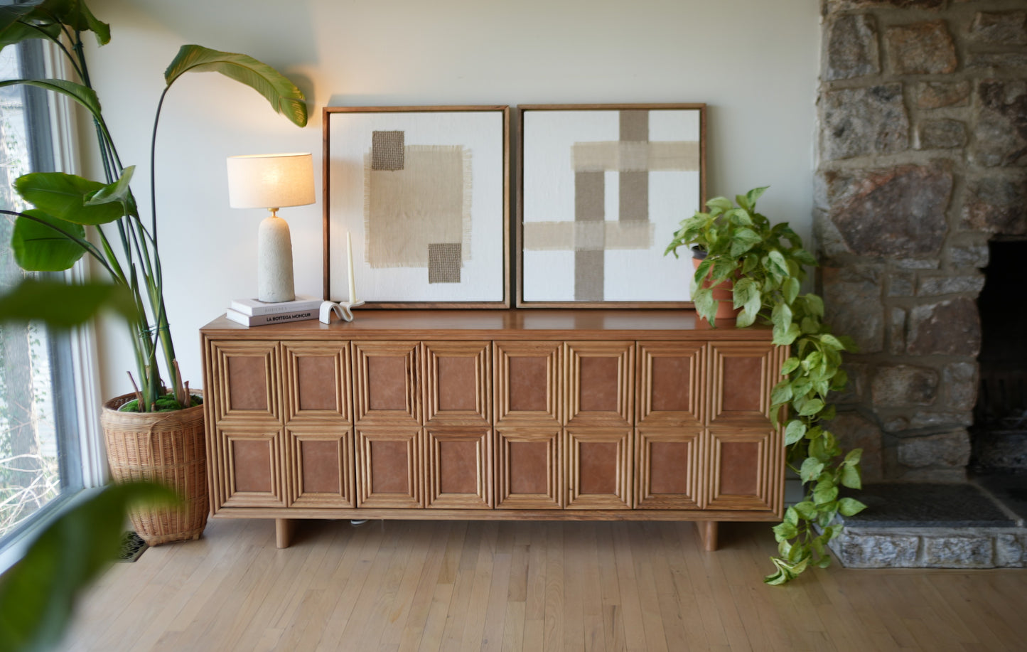 TexTile Wall Decor By Belle Aura Hung Above Wooden Sideboard In Living Space