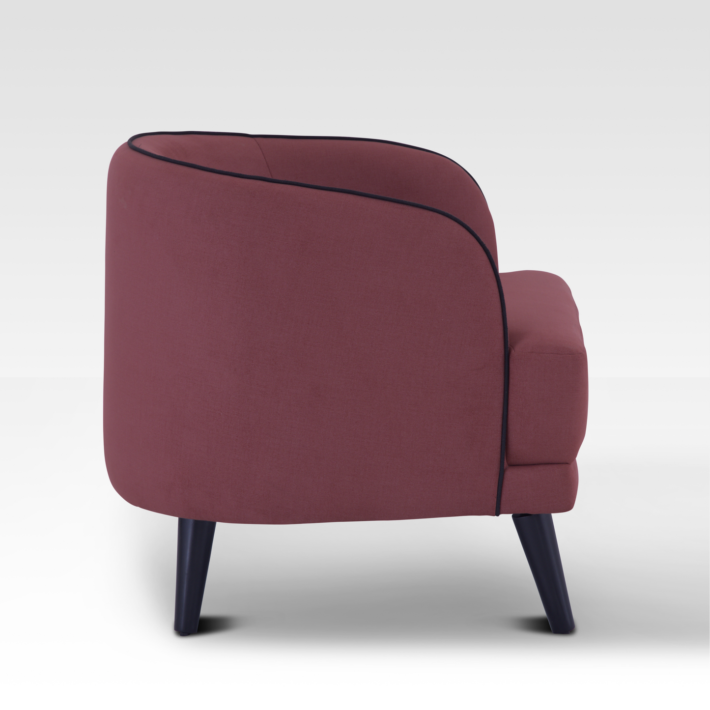Beleza Accent Chair In Ruby Amber – Side View Showcasing Curved Armrest And Contemporary Style