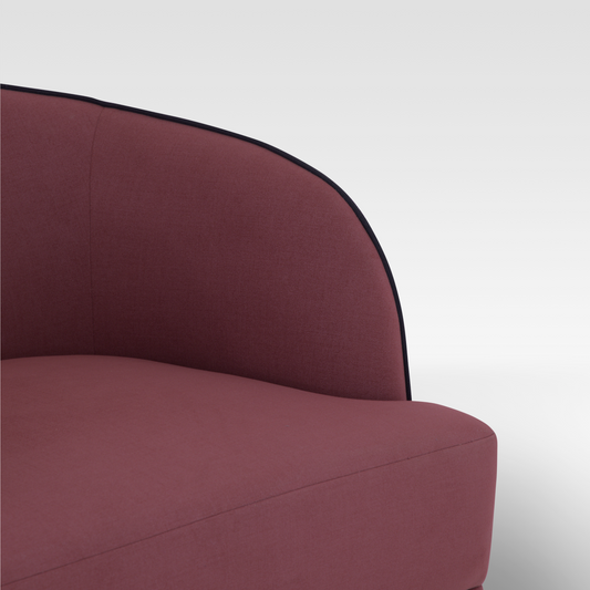 Beleza Accent Chair In Ruby Amber – Close Up Of Armrest Detailing With Soft Fabric Finish