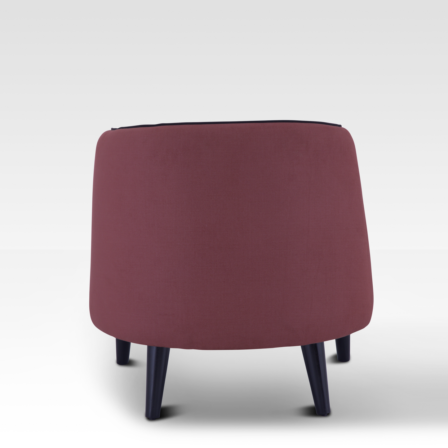 Beleza Accent Chair In Ruby Amber – Back View Displaying Smooth Upholstery And Elegant Silhouette