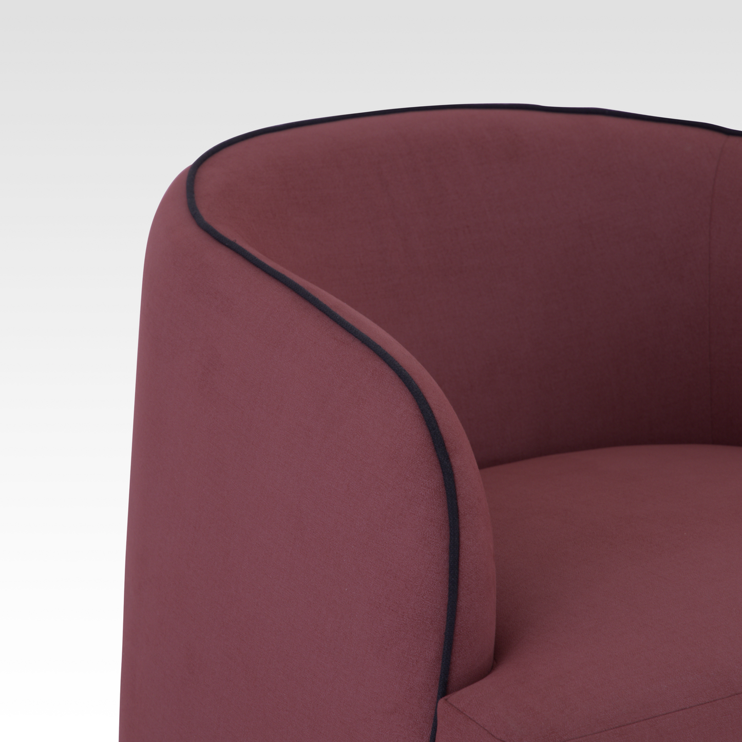 Beleza Accent Chair In Ruby Amber – Close Up Of Upholstery Stitching And Plush Cushioning