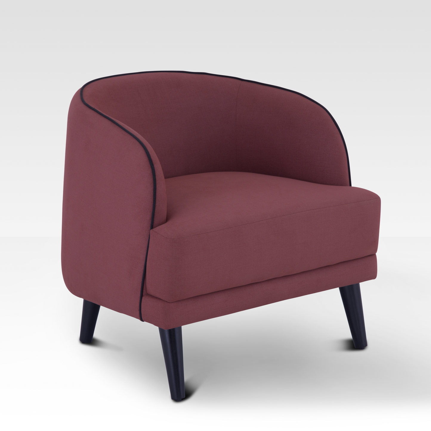 Beleza Accent Chair In Ruby Amber – Front Angle View Highlighting Plush Design And Tapered Legs
