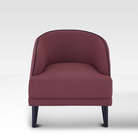 Beleza Accent Chair In Ruby Amber – Three Quarter View Of Chic Accent Chair With Soft Seat Cushion