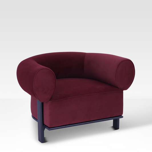 Gala Accent Chair In Cranberry By Belle Aura - Front Angle View