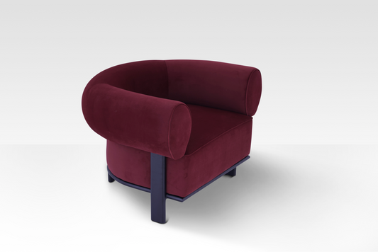 Gala Accent Chair In Cranberry By Belle Aura - Side Angle View