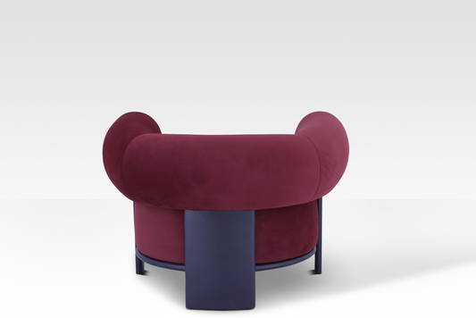 Gala Accent Chair In Cranberry By Belle Aura - Rear Perspective View
