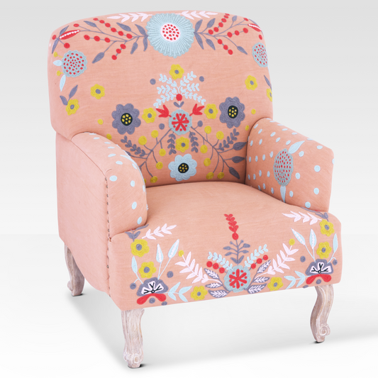 Unik Accent Chair in Burnt Peach by Belle Aura, Front View.