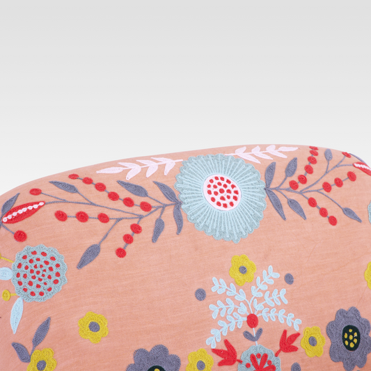 Close-Up View Of The Pattern On The Unik Accent Chair in Burnt Peach by Belle Aura.