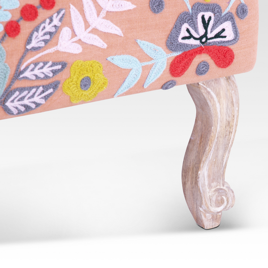 Close-Up Of The Leg Of The Unik Accent Chair in Burnt Peach by Belle Aura.