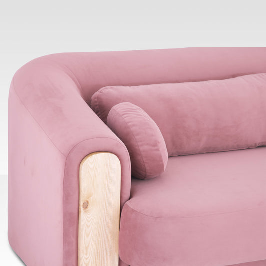 Close-Up Of Armrest On Mitda Sofa In Coral Blush By Belle Aura
