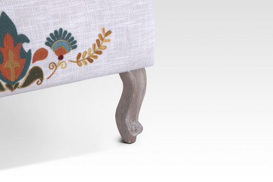 Close-Up Of The Leg And Bottom Of The Mor Accent Chair In Birch Cream By Belle Aura