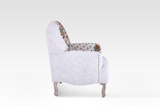 Mor Accent Chair In Birch Cream By Belle Aura, Side View