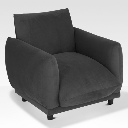 Plum Accent Chair In Midnight By Belle Aura – Angled View