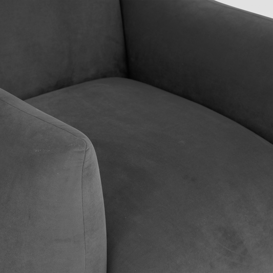 Plum Accent Chair In Midnight By Belle Aura – Close-Up Armrest View