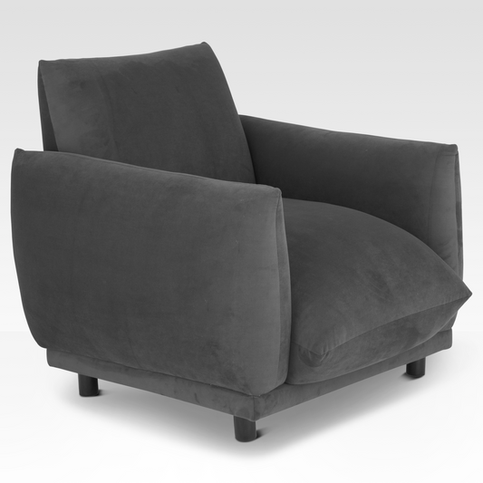 Plum Accent Chair In Midnight By Belle Aura – Angled Back View