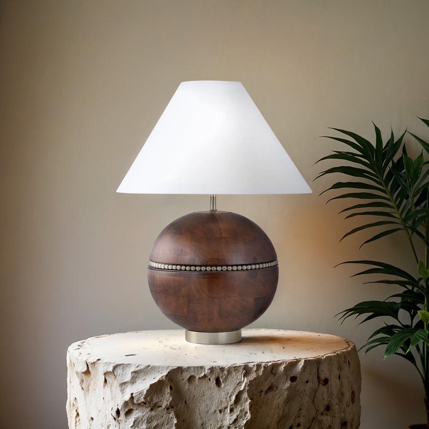 Aurelia Table Lamp in Walnut by Belle Aura