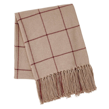Beige Windowpane Woven Throw Folded Display Showing Windowpane Pattern By Belle Aura