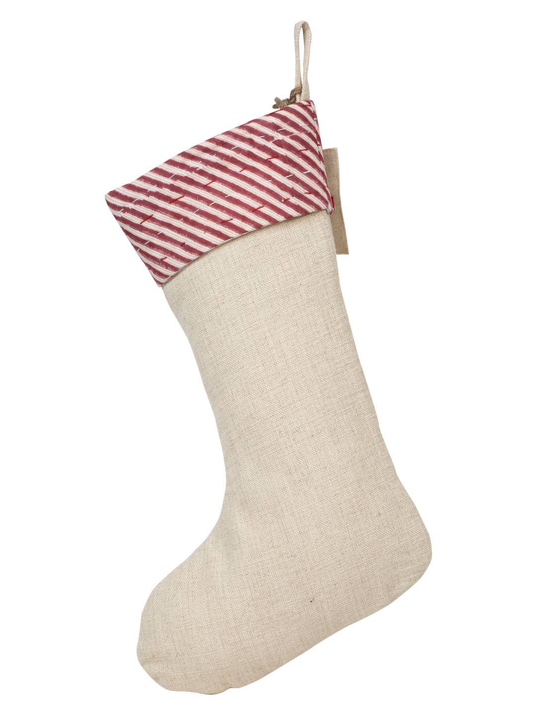 Handcrafted Linen Christmas Stocking