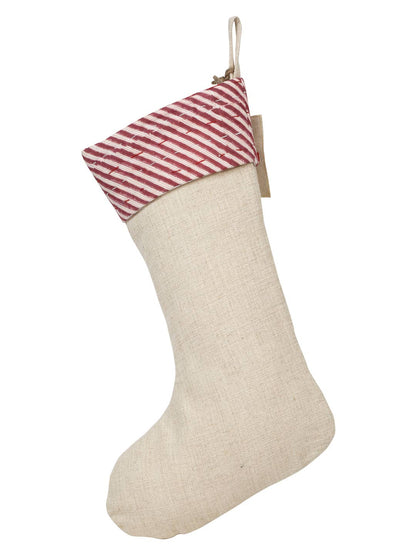 Handcrafted Linen Christmas Stocking