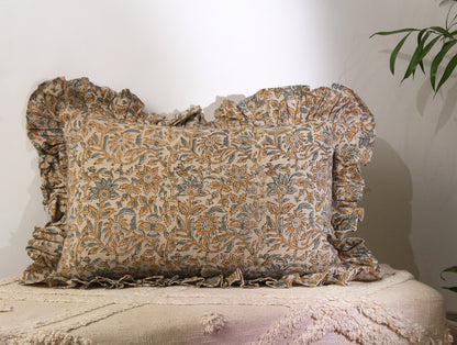 Hand Block Printed Linen Pillow