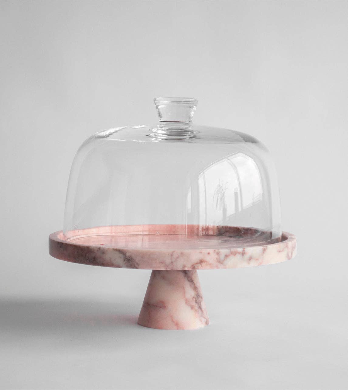 Pink Marble Cake Stand With Glass Cover By Belle Aura