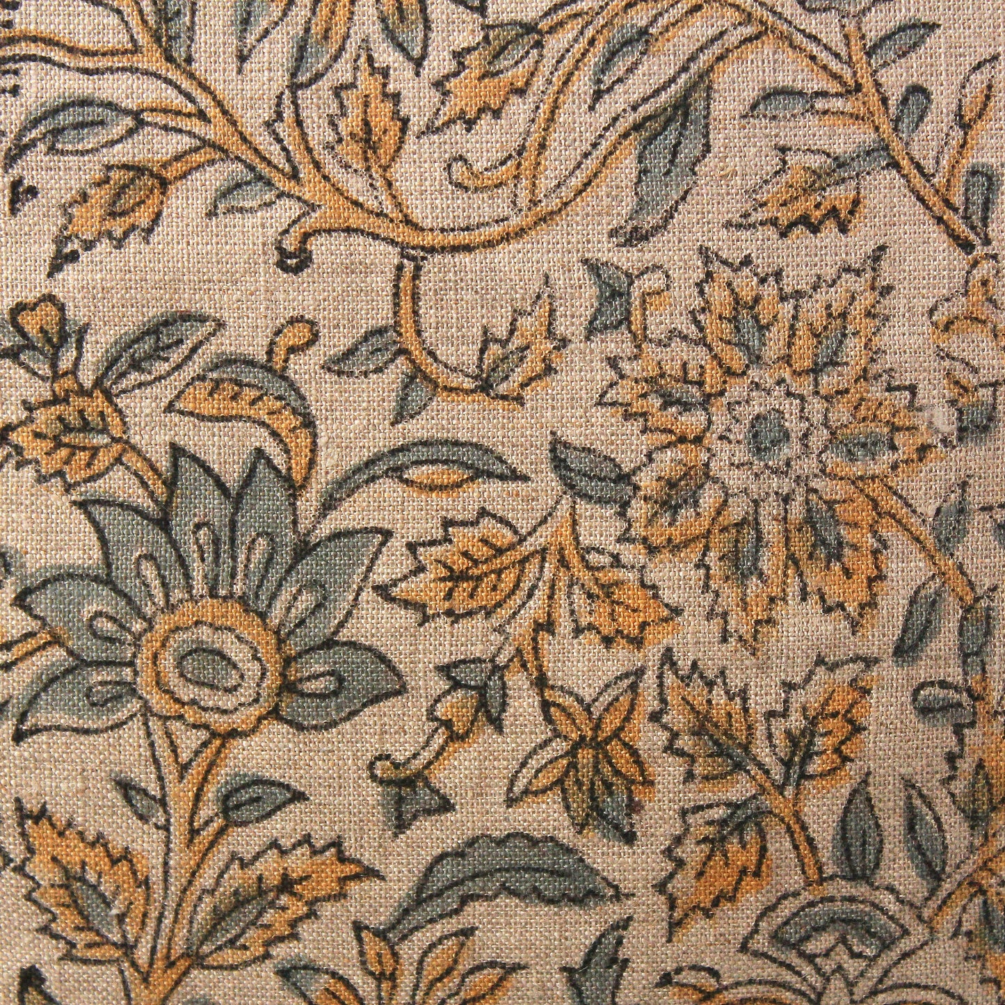 Floral Hand Block Printed Linen Pillow