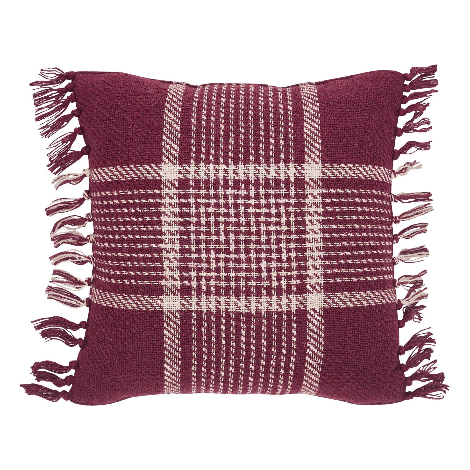 Front view of Eston plaid pillow by Belle Aura