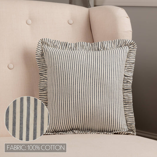 Hatteras Seersucker Blue Ticking Stripe Fabric Pillow