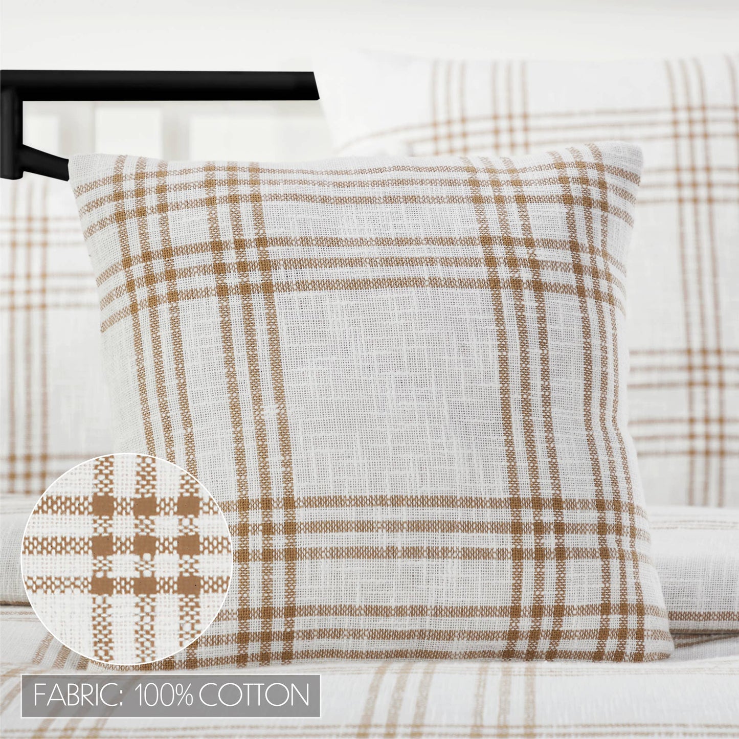 Wheat Plaid Fabric Pillow by VHC Brands