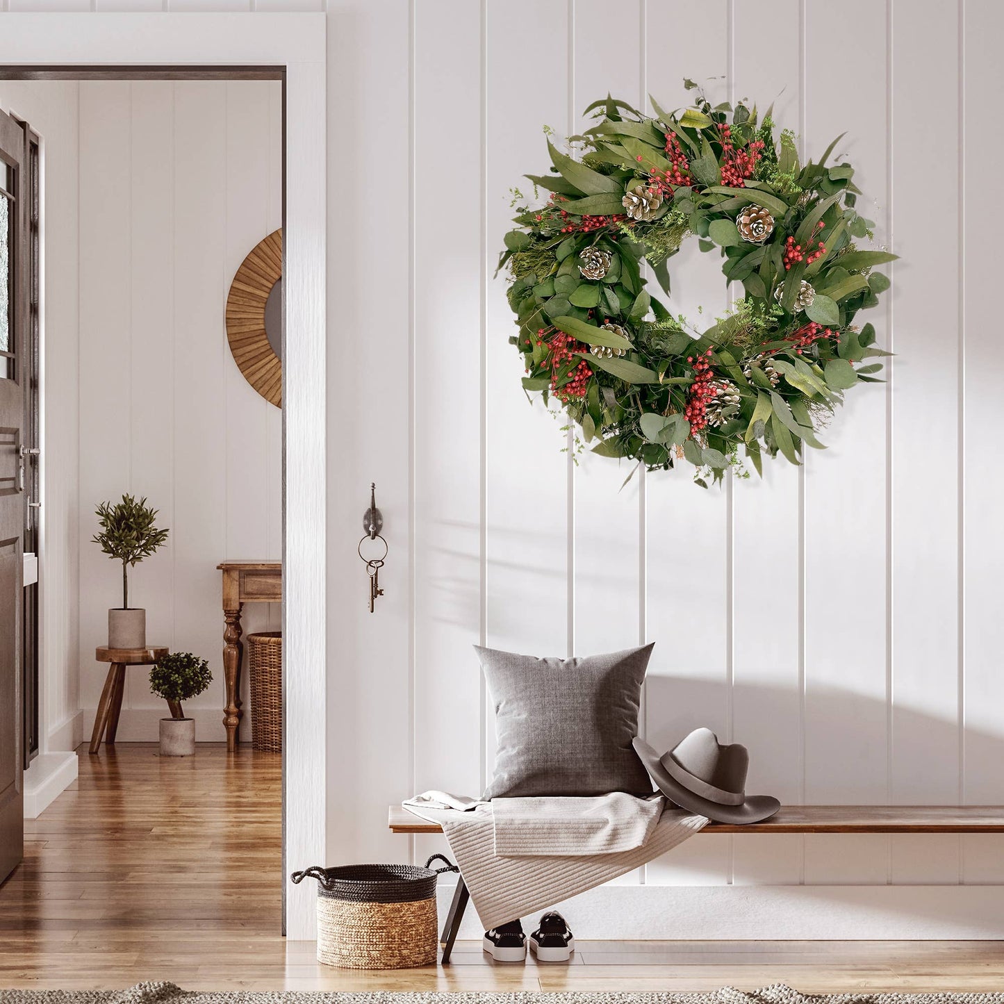Snow Pinecone Holiday Wreath