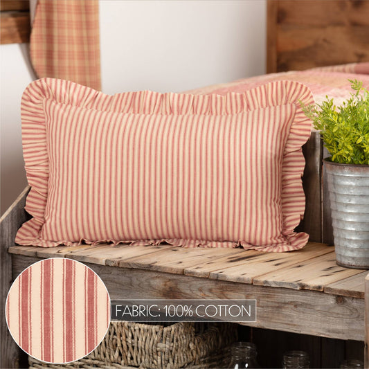 Sawyer Mill Red Ticking Stripe Fabric Pillow
