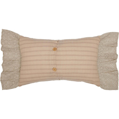 Camilia Eyelet Pillow By Belle Aura Back View With Vintage-Inspired Stripe And Button Closures