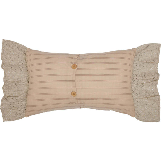 Camilia Eyelet Pillow By Belle Aura Back View With Vintage-Inspired Stripe And Button Closures