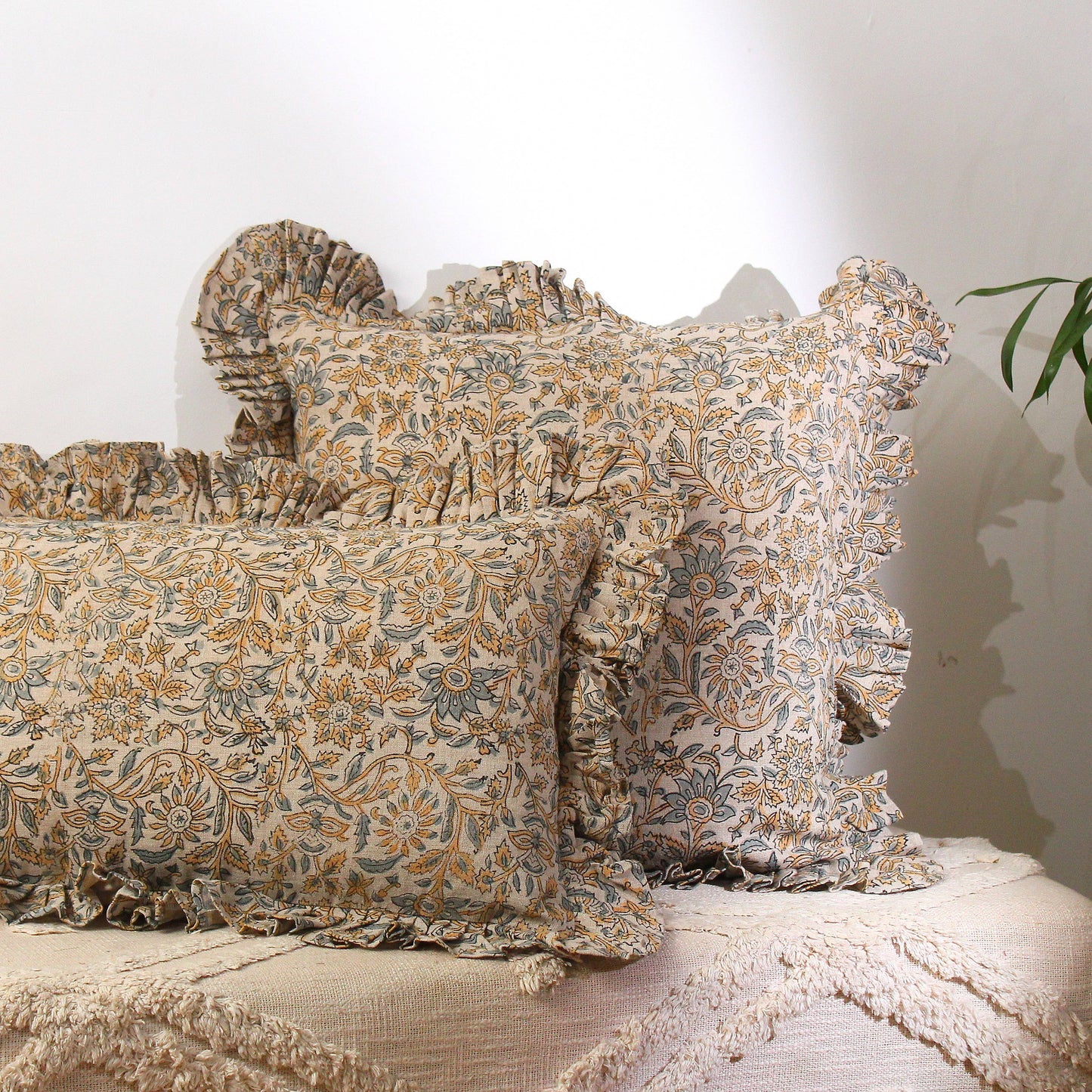 Hand Block Printed Linen Pillow