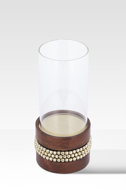 Aurelia Glass Candle Holder in Walnut