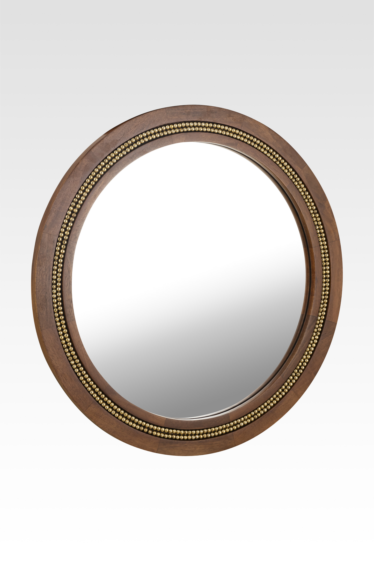 Aurelia Round Wall Mirror in Walnut