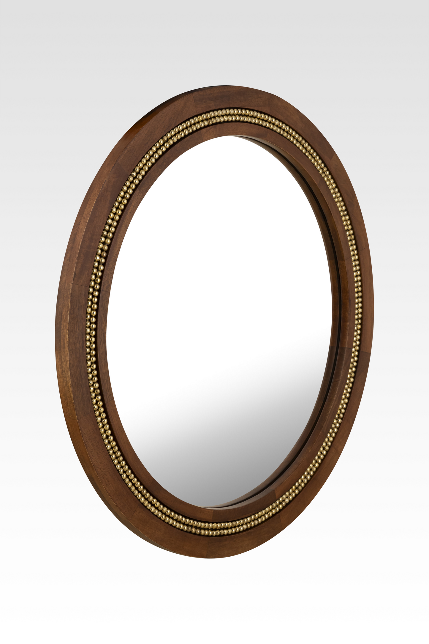 Aurelia Round Wall Mirror in Walnut