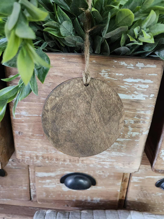 Backside of Highland Cow & Snowman Wood Ornament Hanging by Belle Aura